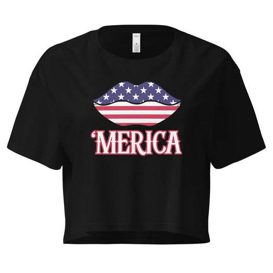 Crop Top Fourth of July T-Shirt Kiss My Freedom White Crop Top Tee Infidel Collective