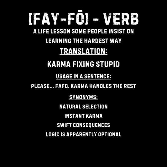 Black background with white text defining the word 'FAY-FÓ' and its meanings.