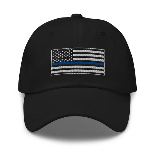 Hats Black Classic Ball Cap with Back the Blue USA Flag Embroidery Infidel Collective