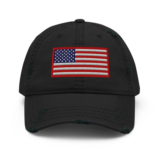 Hats Black Distressed Vintage Baseball Hat Patriotic & 4th of July Old Glory Ball Cap Infidel Collective