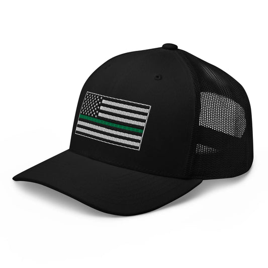 Hats Snapback Custom Trucker Hats Thin Green Line Flag for Men & Women Infidel Collective