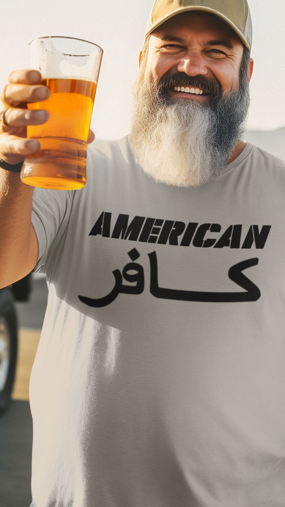 T-Shirt American Infidel Arabic Script Shirt – Grey Graphic Tee for Men & Women Want to Wear Infidel Collective