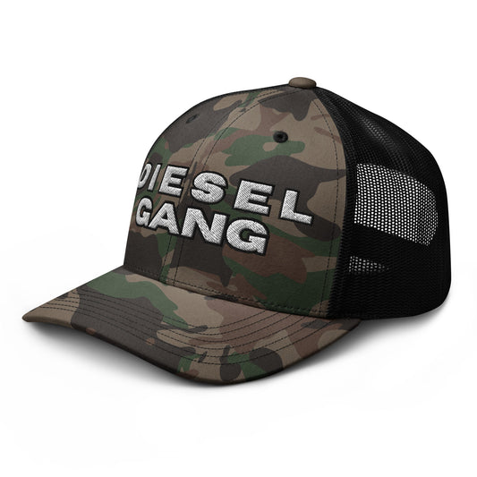 Hats Snapback Custom Trucker Hat – Diesel Gang Camo Edition for Rugged Style Infidel Collective