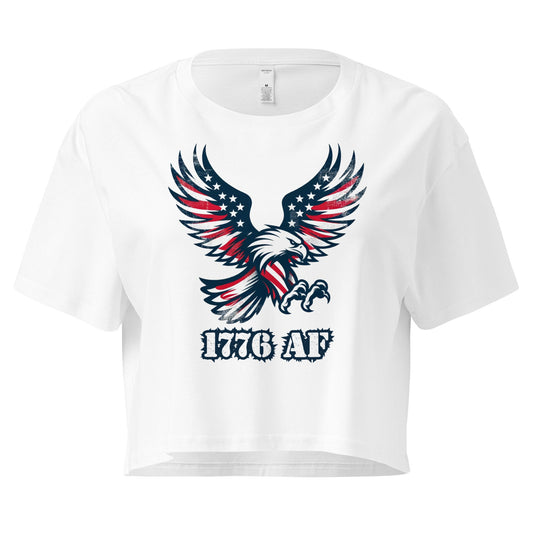 Crop Top Patriotic Crop Top – 1776 AF Flying Eagle White Fourth of July Shirt Women Infidel Collective