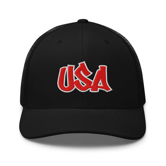 Cool USA Street Script Custom Patriotic Snapback Trucker Hats for Men & Women (20 Colors) Infidel Collective