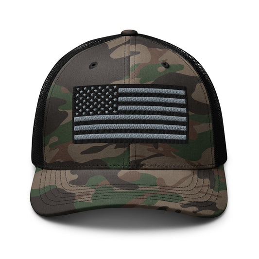 Camo Tactical USA Flag - Custom Patriotic Snapback Trucker Hats Infidel Collective