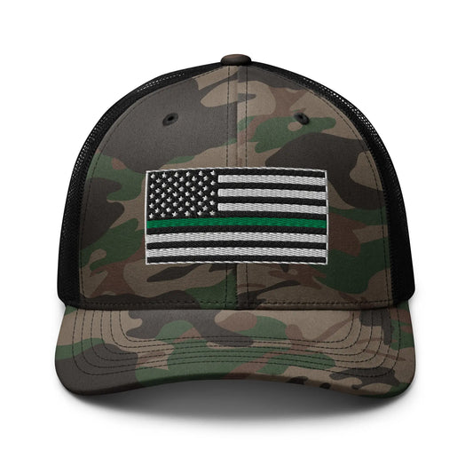 Hats Camo-Black Snapback Custom Trucker Hats Thin Green Line Camo Flag for Men & Women Infidel Collective