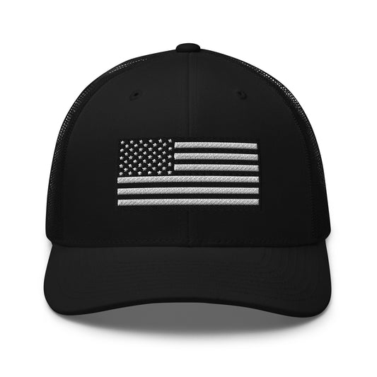 Monochrome US Flag Patriotic Hat - Snapback Custom Trucker Hats is 20 Colors Infidel Collective