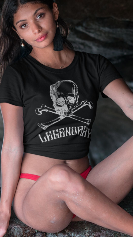 Crop Top  Crop Top NSFW – Legendary Biker Vintage Skull Crossbones Graphic Shirt Women Infidel Collective
