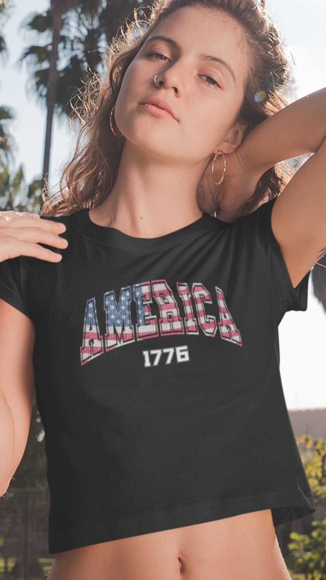 Crop Top Patriotic Crop Top – America 1776 Vintage Flag Fourth of July Shirt Infidel Collective