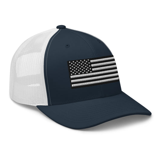 Monochrome US Flag Patriotic Hat - Snapback Custom Trucker Hats is 20 Colors Infidel Collective
