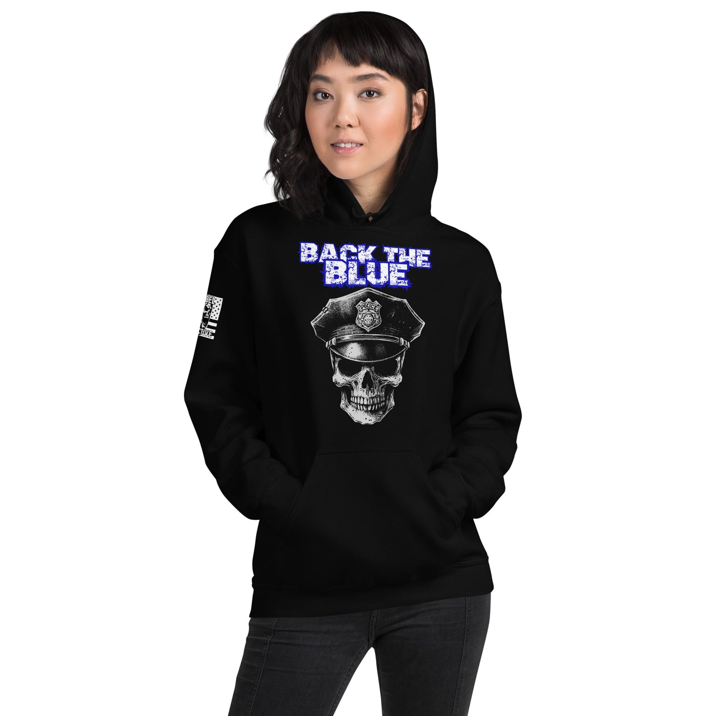 Back the Blue Skull Black Hoodie Infidel Collective