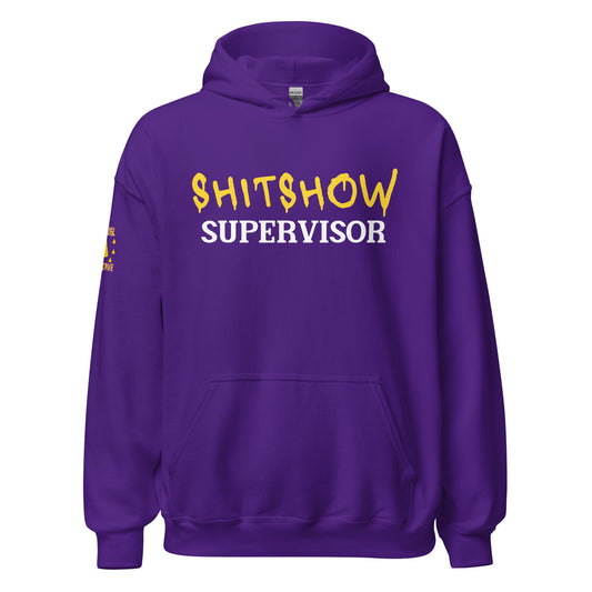 Shitshow Supervisor Yellow on Purple Hoodie  Infidel Collective