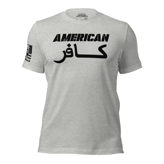 Arabic Script American Infidel Grey Shirt  Infidel Collective