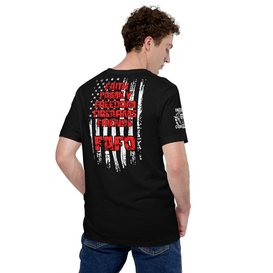 Faith Family Freedom FAFO Back Print T-Shirt  Infidel Collective