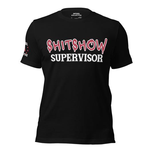 Funny NSFW Shirt – Shitshow Supervisor Red on Black Graphic Tee for Men  Infidel Collective