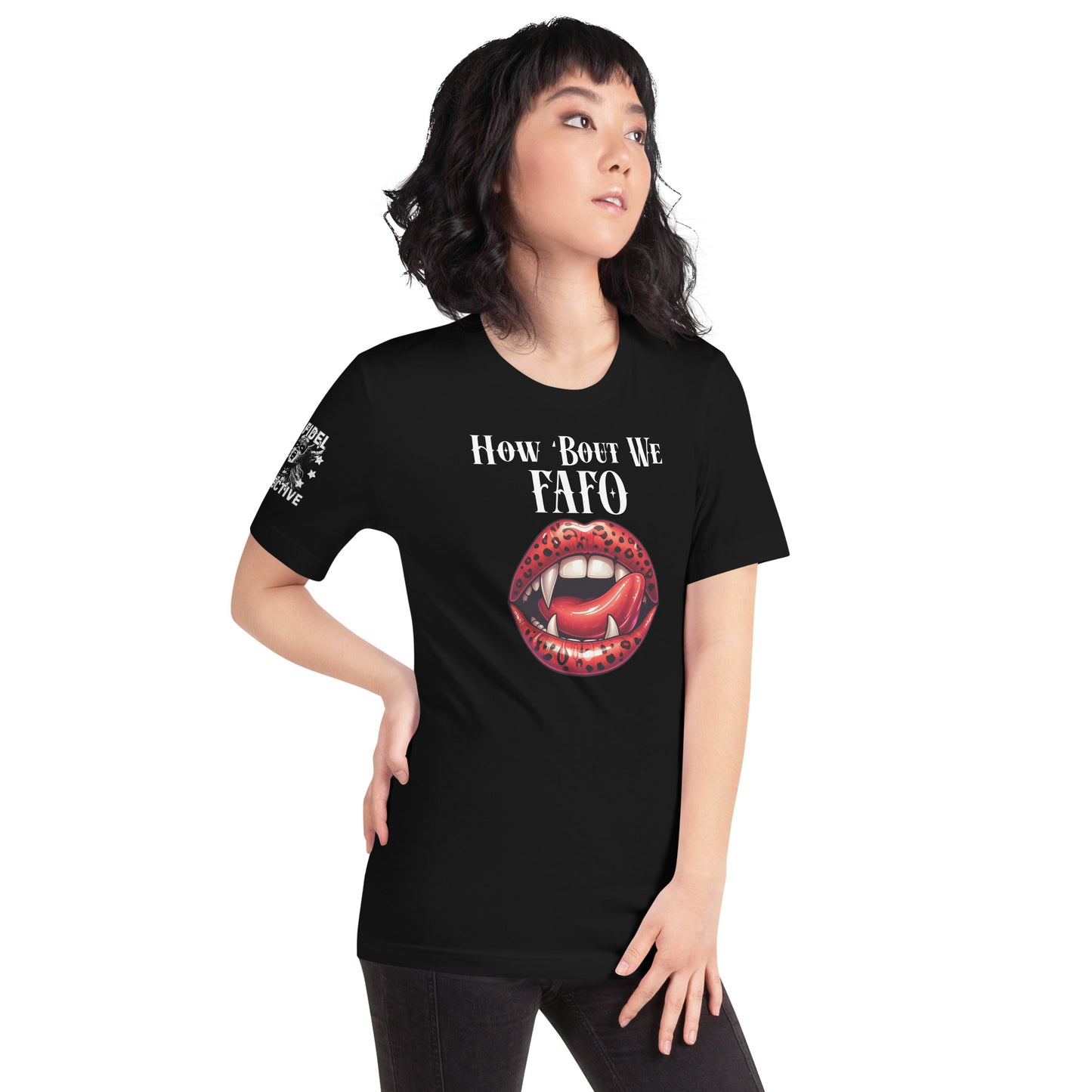 Sexy NSFW FAFO Vampire Lips Women's Black T-Shirt Infidel Collective