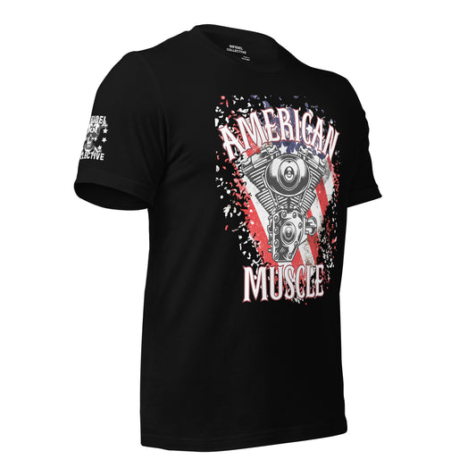 Patriotic Biker American Muscle Black T Shirt - Graphic Tees Men & Women Wear to Ride Infidel Collective