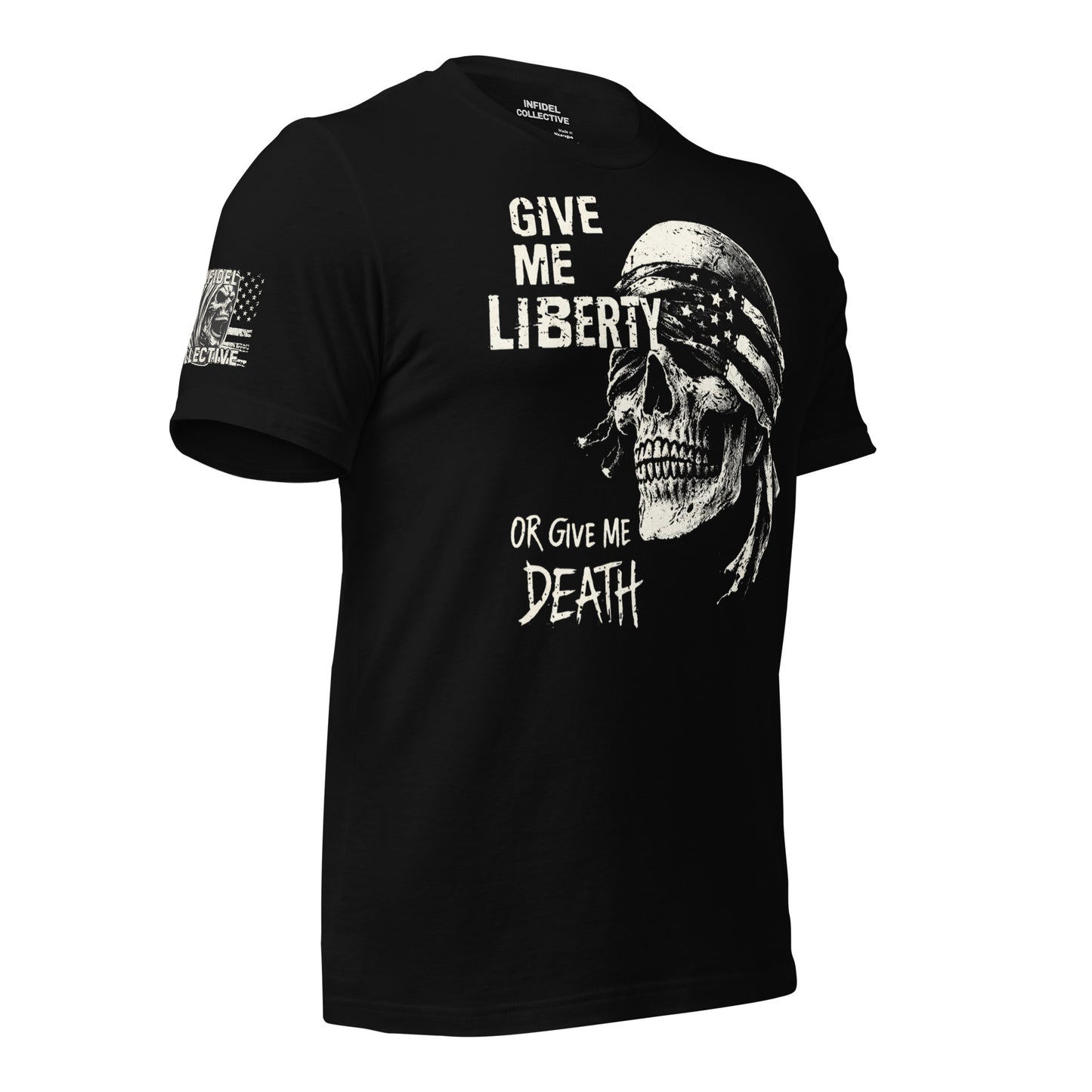 Liberty or Death Monochrome Black TeeΒ Infidel Collective