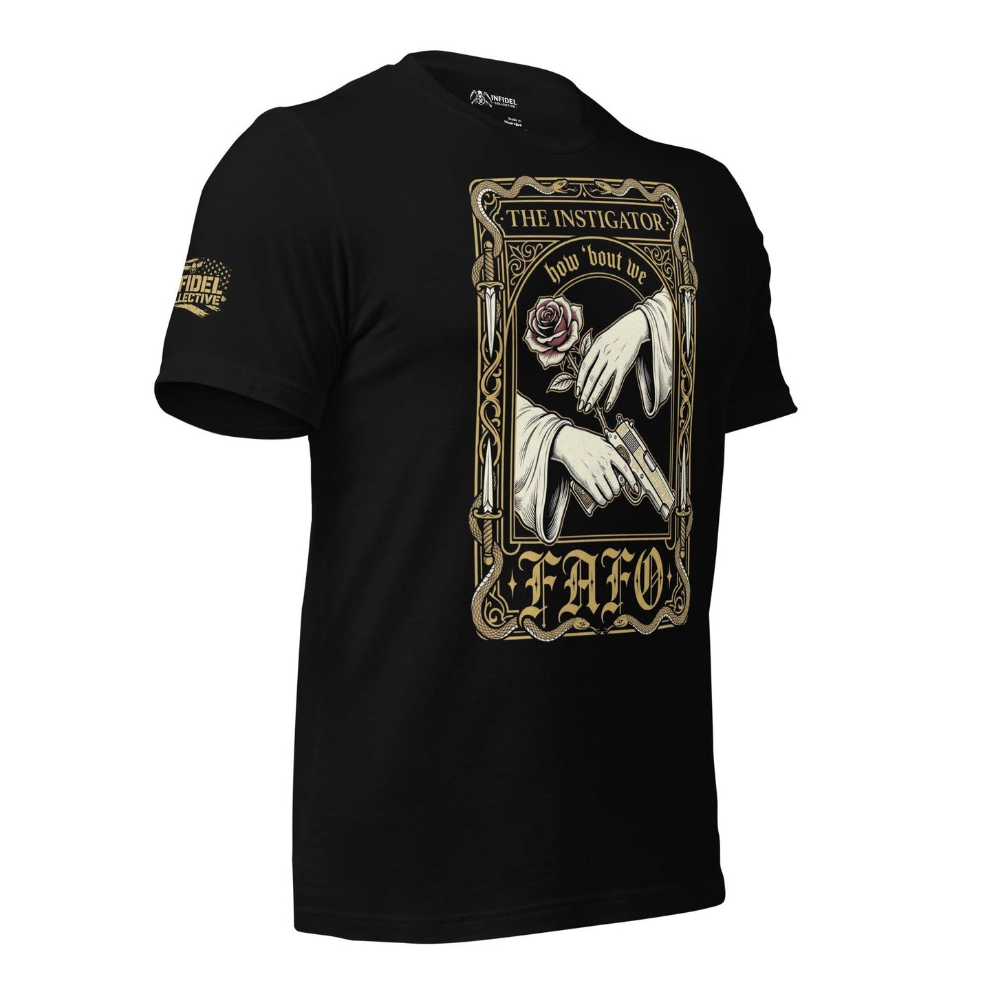 The Instigator Women's Black T-ShirtΒ Infidel Collective