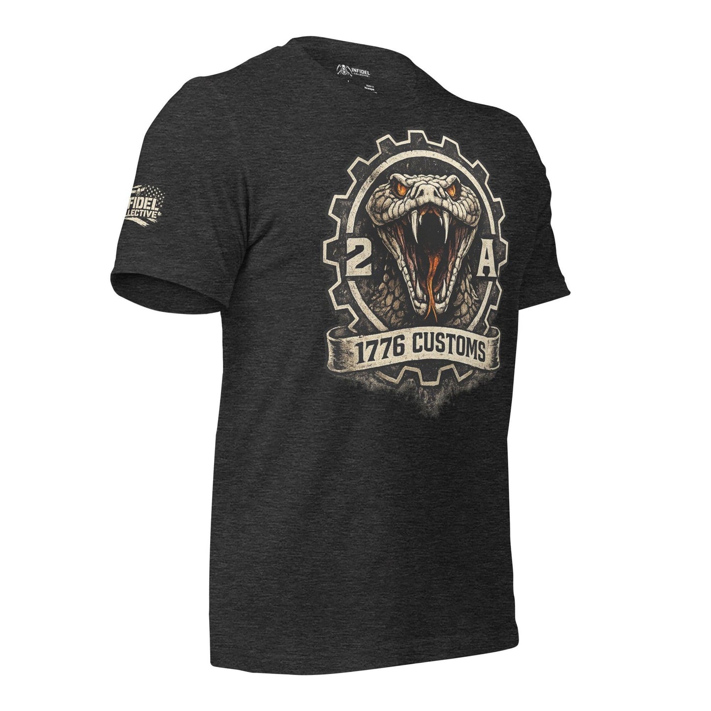 2A 1776 Snake Head Dark Heather Gray TeeΒ Infidel Collective