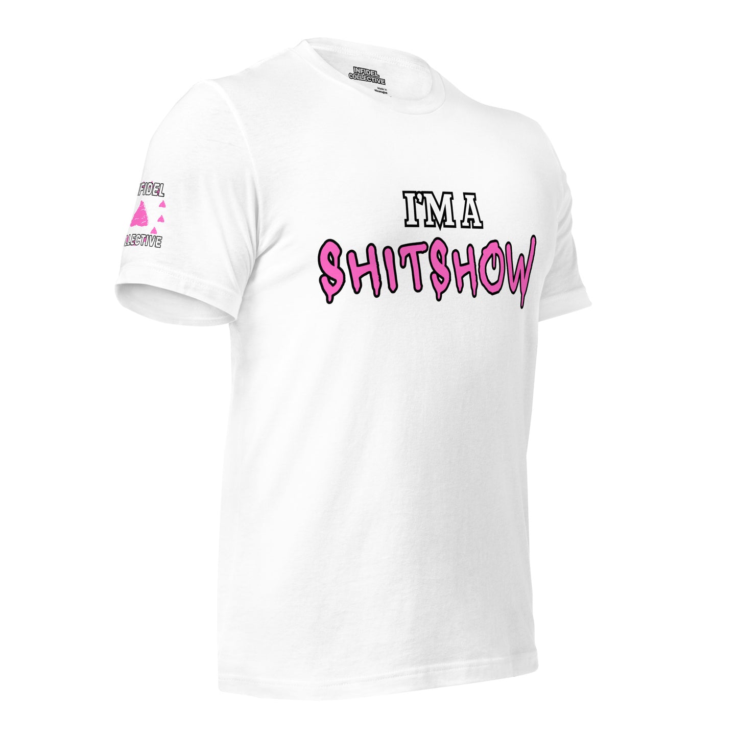 Funny NSFW Shirt – I’m a Shitshow Graphic Tee in Pink on White Infidel Collective