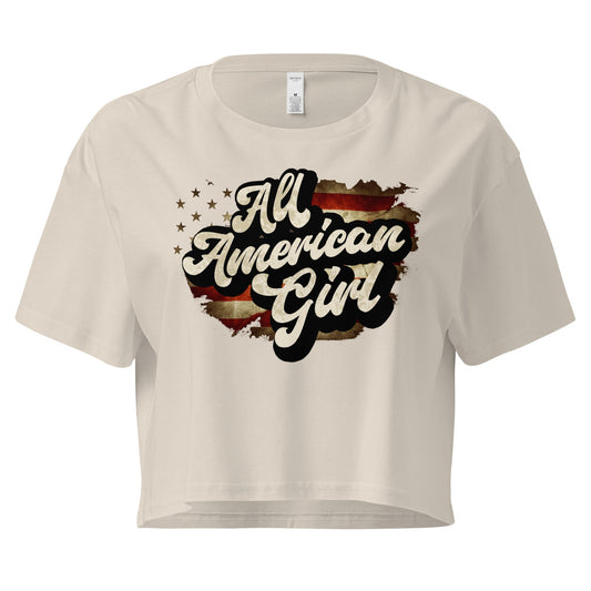 Crop Top Bone-XL Patriotic Crop Top – All American Girl Fourth of July T-Shirt Infidel Collective