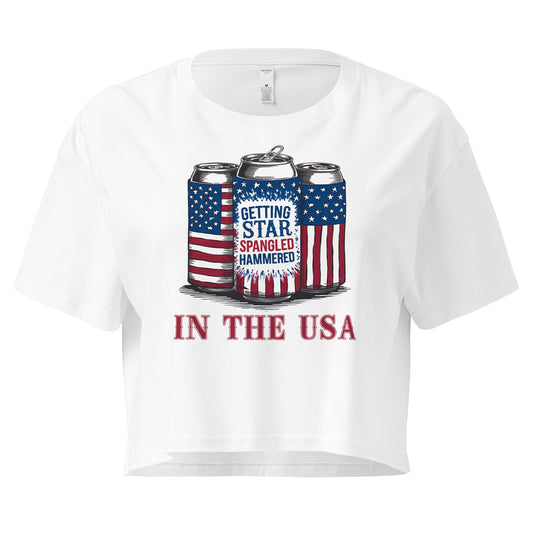 Crop Top XL Patriotic Crop Tops – Star Spangled Hammered Fourth of July Shirt Women Infidel Collective