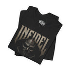Infidel Not Your Savior death mask front print black tee from Infidel Collective