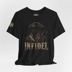 American Infidel patriot raider front graphic black tee from Infidel Collective