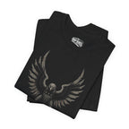 Patriot eagle shield front print black tee from Infidel Collective