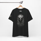 Infidel eagle head front print black tee from Infidel Collective