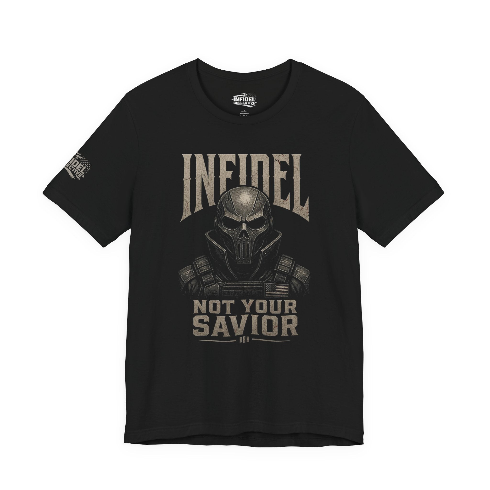 Infidel Not Your Savior Armored Death Mask Tee