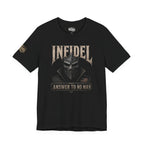 Infidel Answer to No Man death mask front print black tee from Infidel Collective