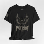Patriot eagle shield front print black tee from Infidel Collective