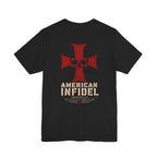 Full Armor American Infidel crimson cross back print black tee from Infidel Collective