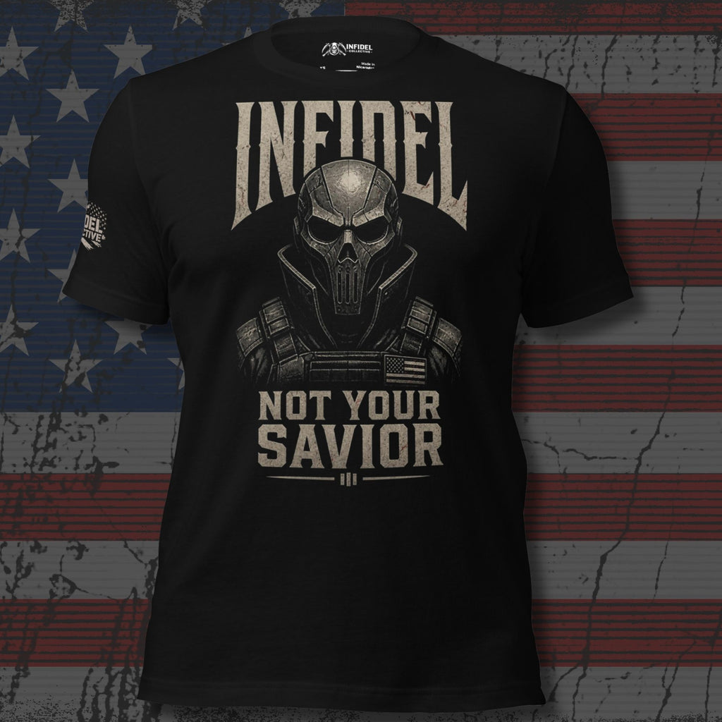 Infidel Not Your Savior Armored Death Mask Tee