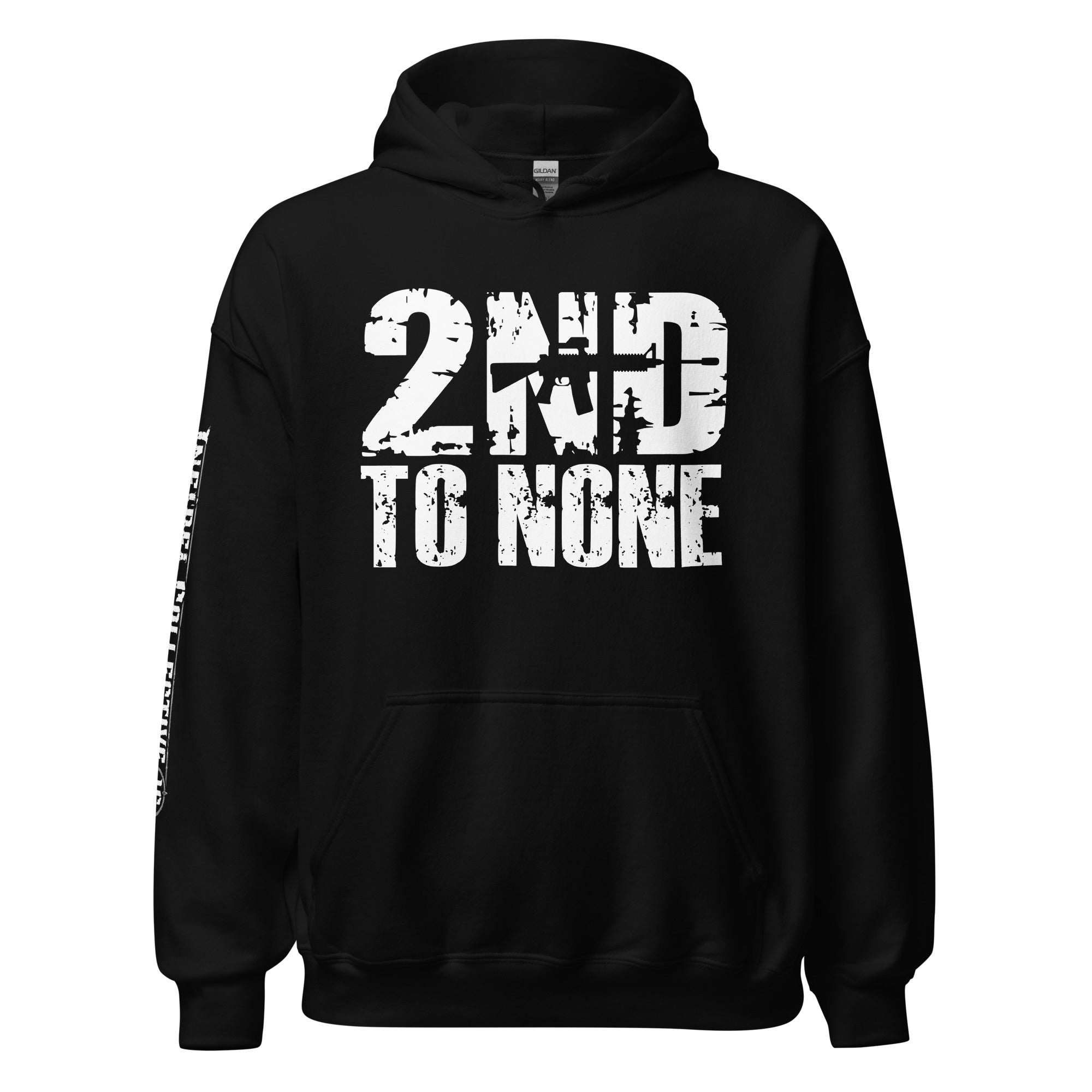 2nd to None Second Amendment front print black hoodie from Infidel Collective