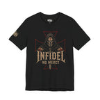 Death Mask Infidel No Mercy front print black tee from Infidel Collective