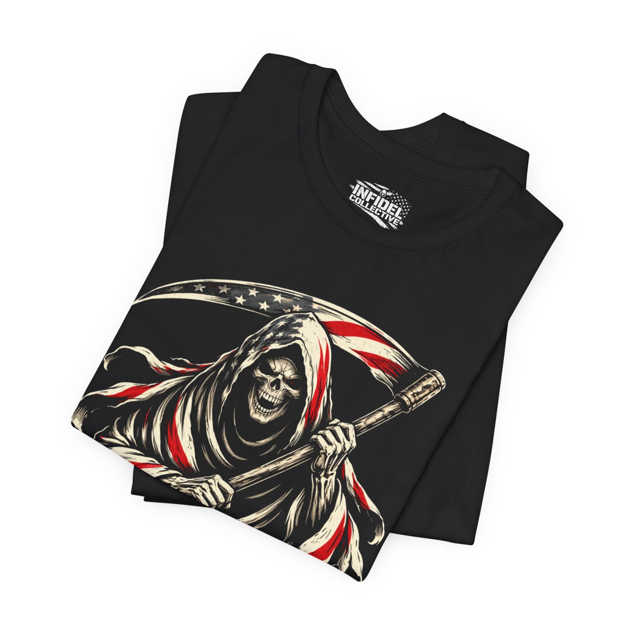 American Infidel Reaper RWB graphic black tee from Infidel Collective