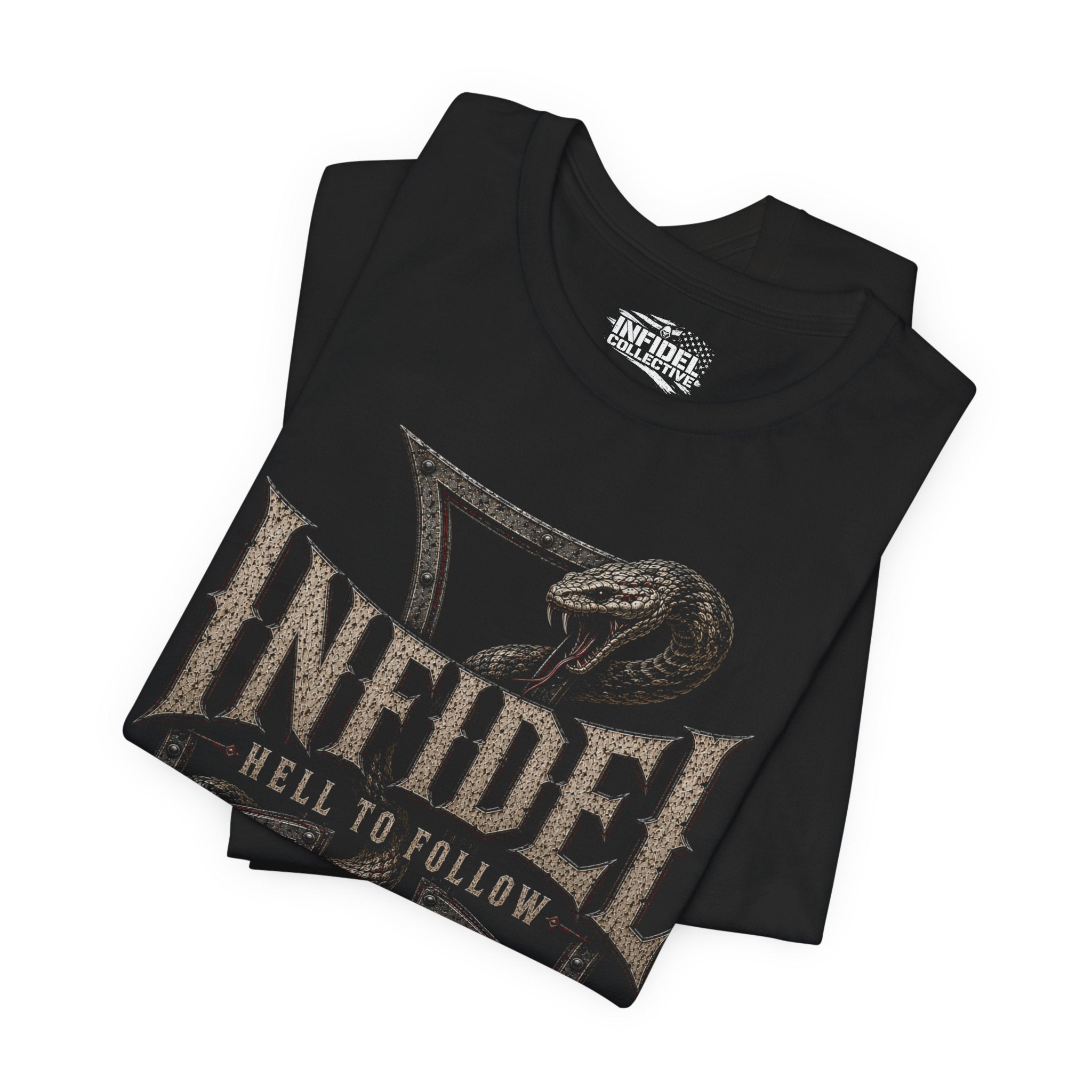 Infidel Hell to Follow Iron Cross Rattle Tee