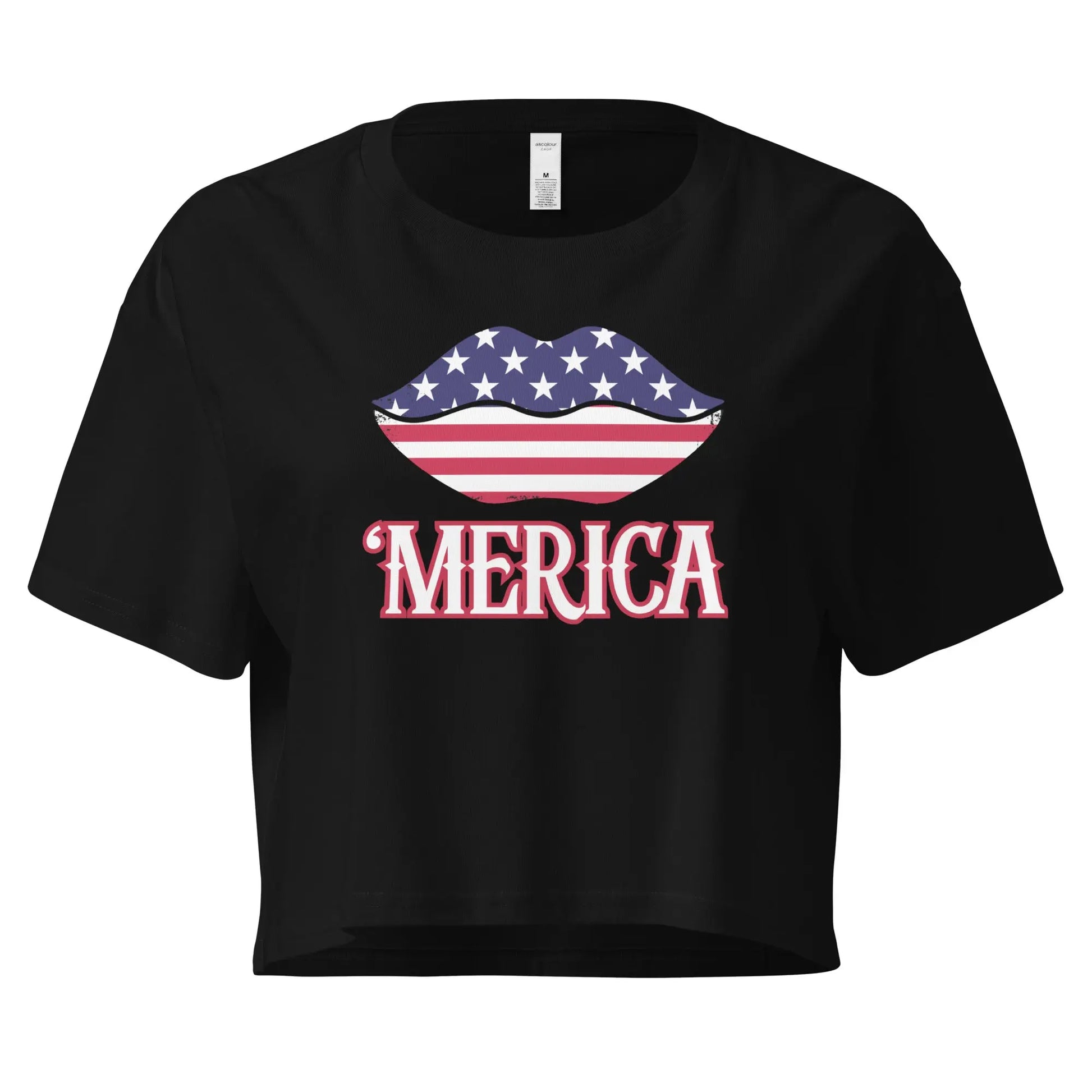 Crop Top Black-XL Fourth of July T-Shirt Kiss My Freedom White Crop Top Tee Infidel Collective
