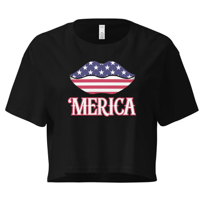 Crop Top  Fourth of July T-Shirt Kiss My Freedom White Crop Top Tee Infidel Collective