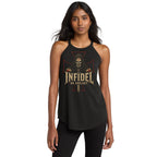 Women's Death Mask rocker tank front lifestyle view