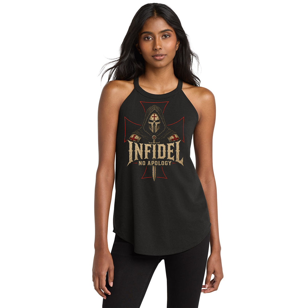 Women's Death Mask rocker tank front lifestyle view