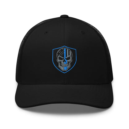 Hats Black Snapback Custom Trucker Hats Blue Line Skull Cool Patriotic Cap Infidel Collective