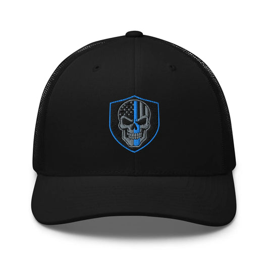 Hats Black Snapback Custom Trucker Hats Blue Line Skull Cool Patriotic Cap Infidel Collective
