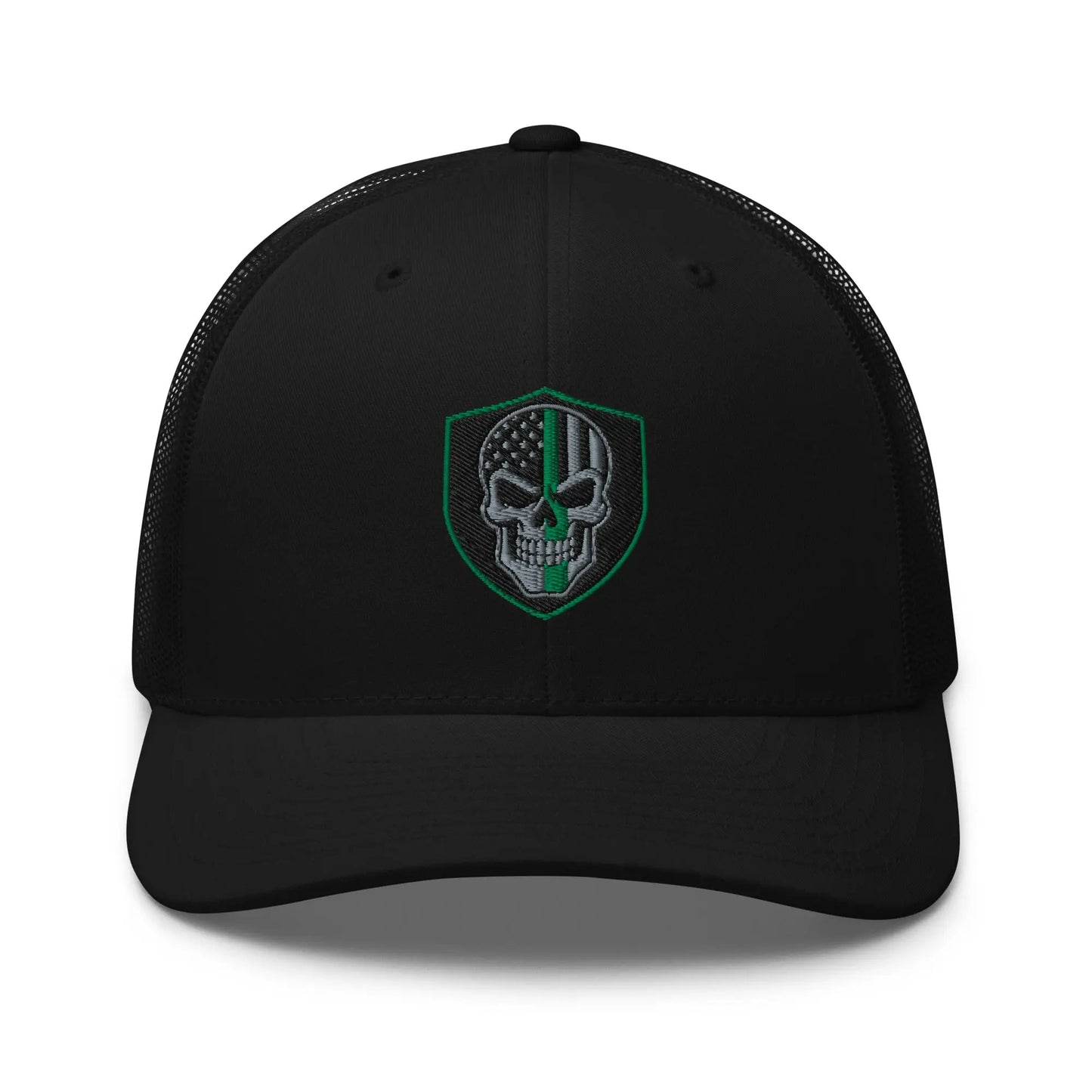 Hats Black Snapback Custom Trucker Hats Green Line Skull Patriotic Cap for Men & Women Infidel Collective
