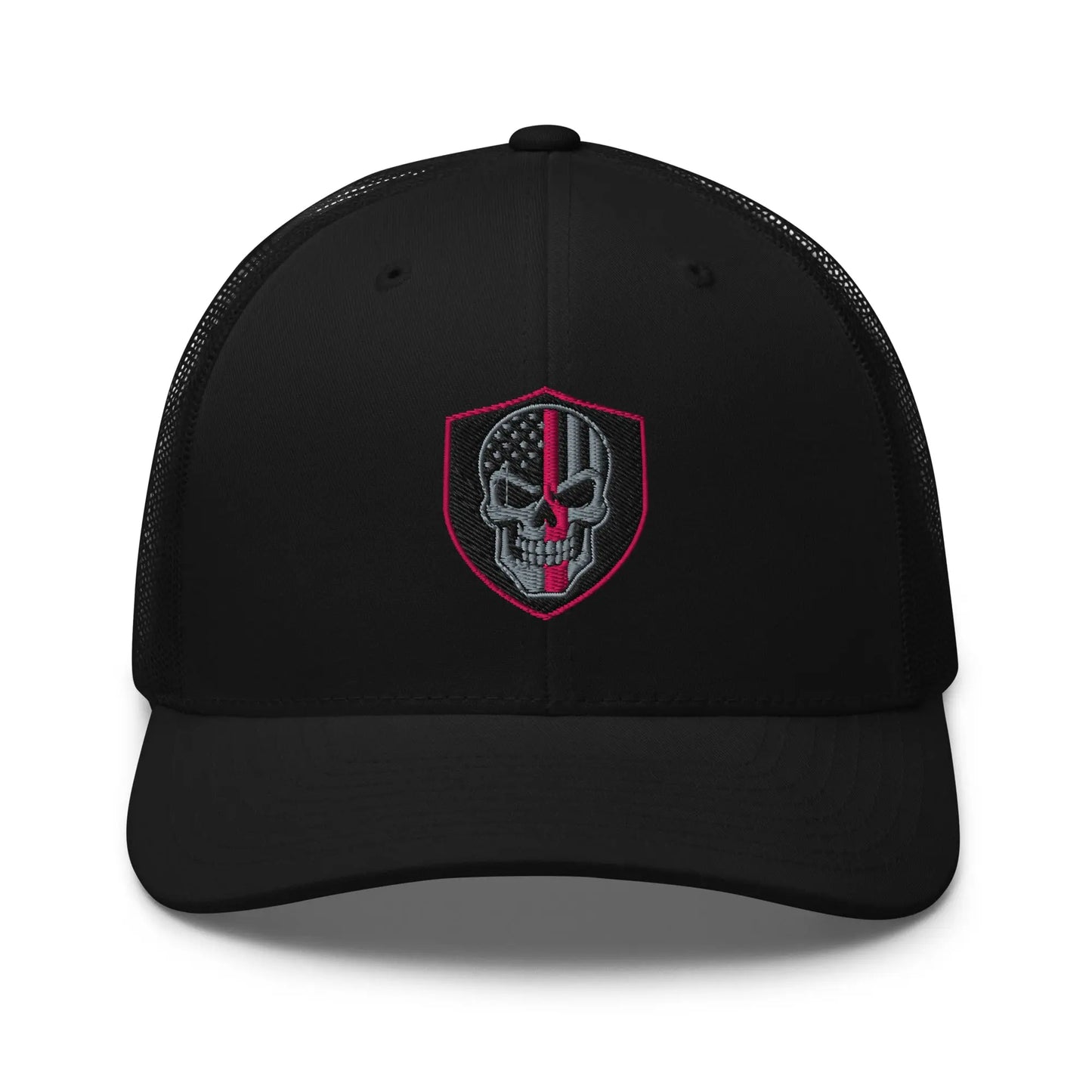 Hats Black Snapback Custom Trucker Hats Pink Line Skull Patriotic Cap for Men & Women Infidel Collective
