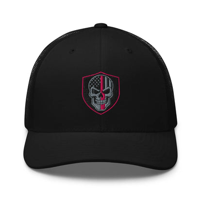 Hats Black Snapback Custom Trucker Hats Pink Line Skull Patriotic Cap for Men & Women Infidel Collective